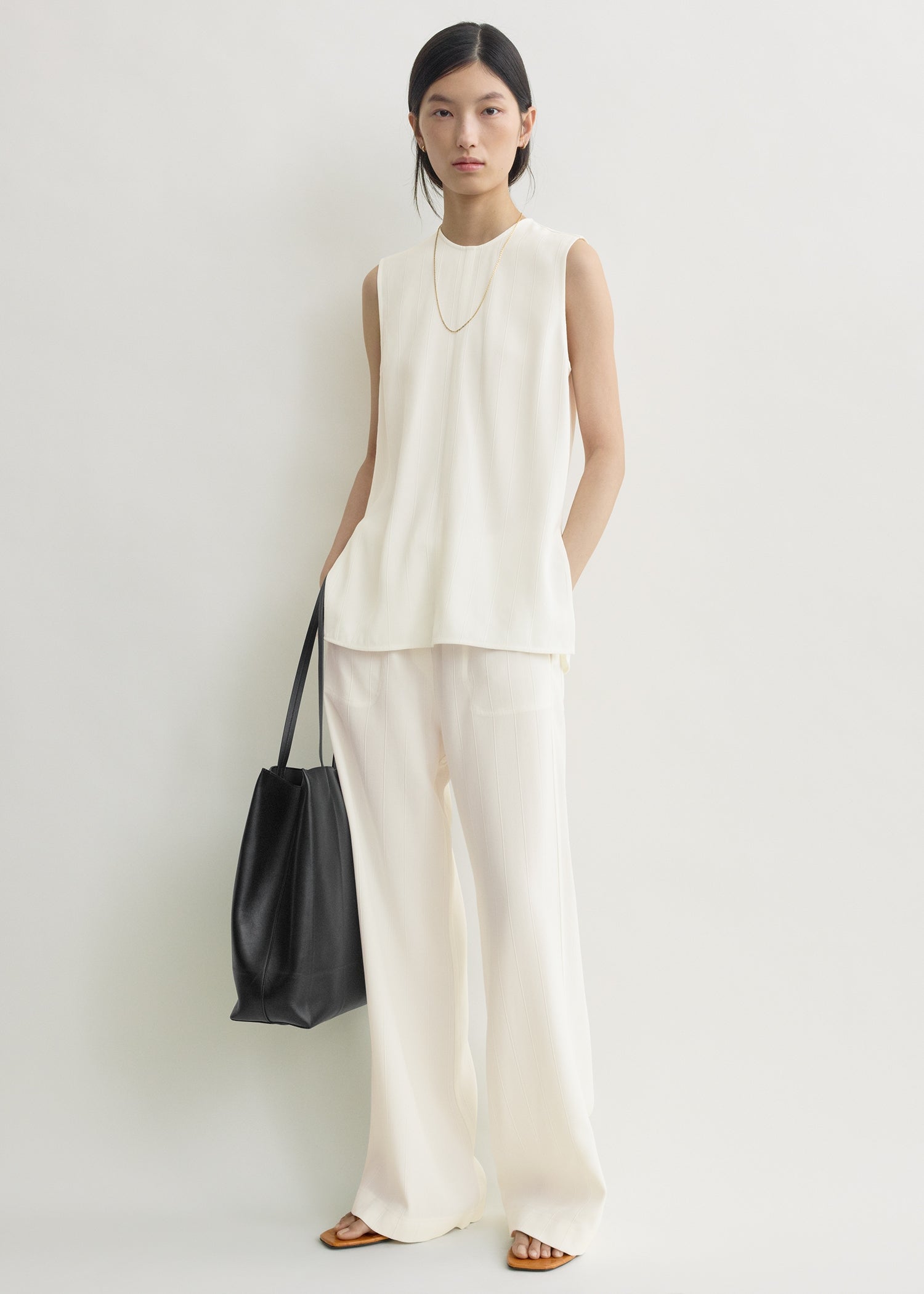 Woven stripe top meringue