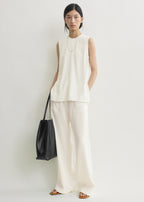 Woven stripe top meringue