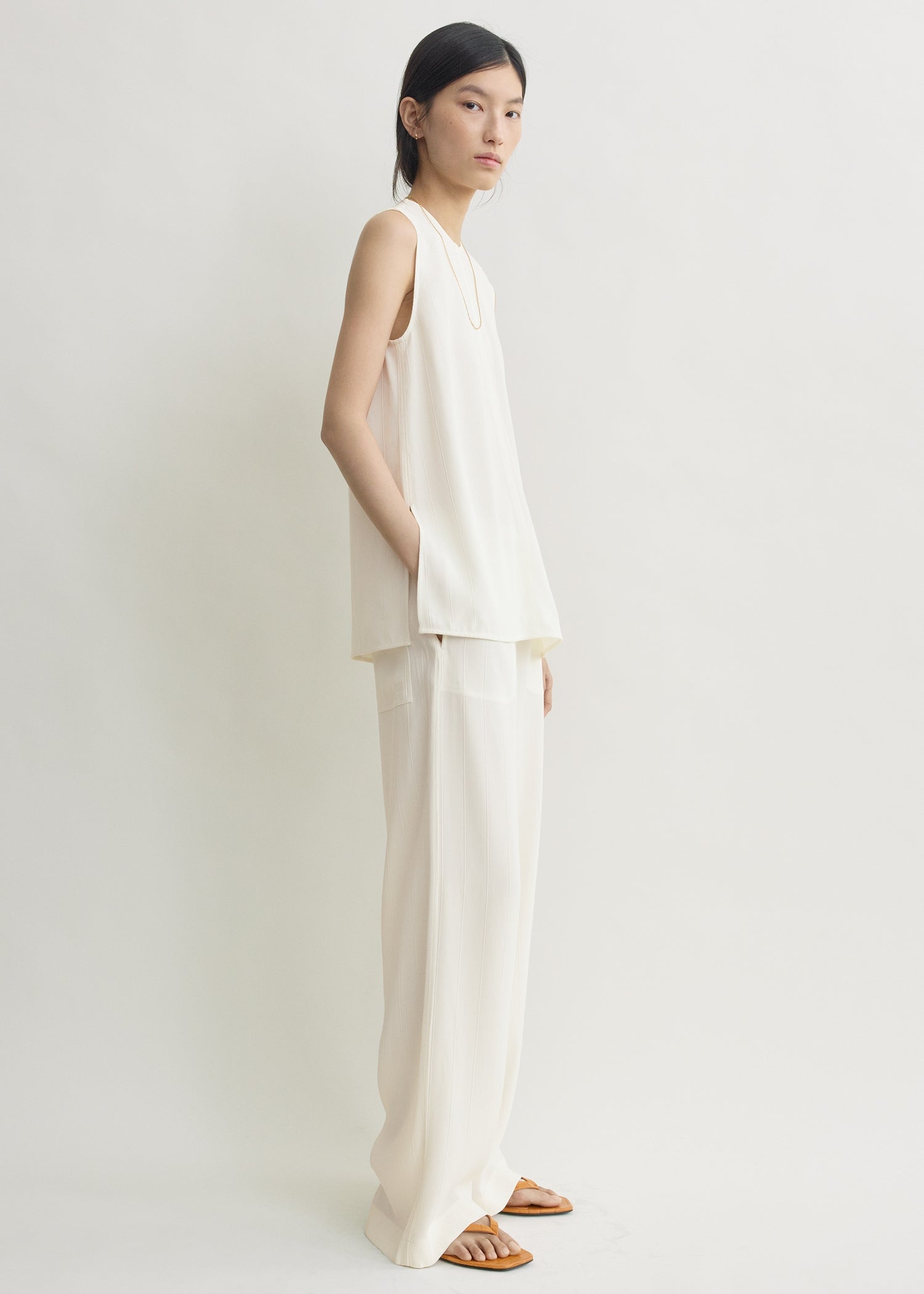Woven stripe top meringue