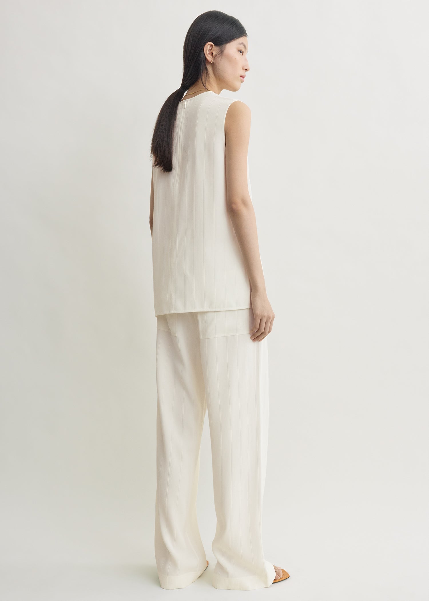 Woven stripe top meringue