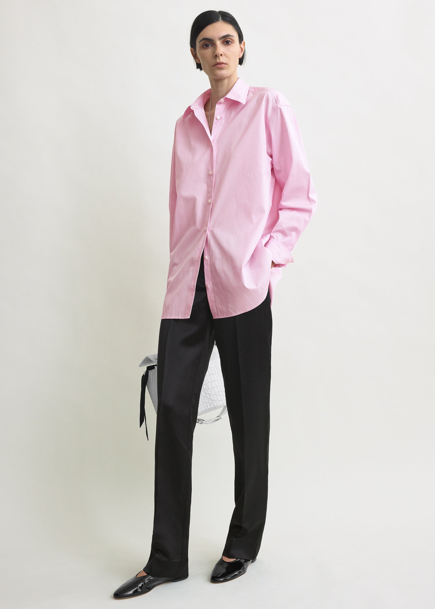 Classic tumbled striped shirt white/bloom