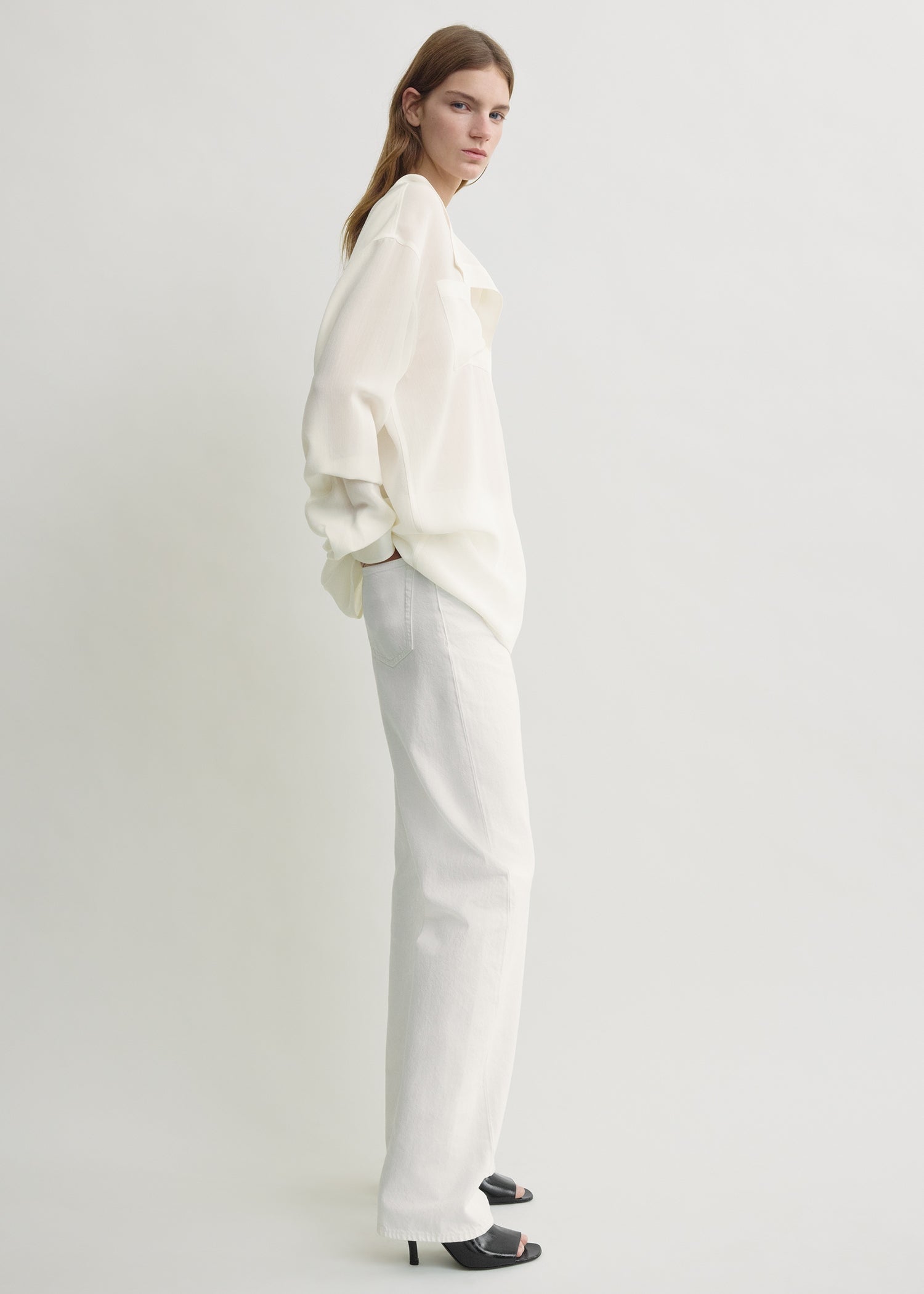 Overlapping collar blouse milk