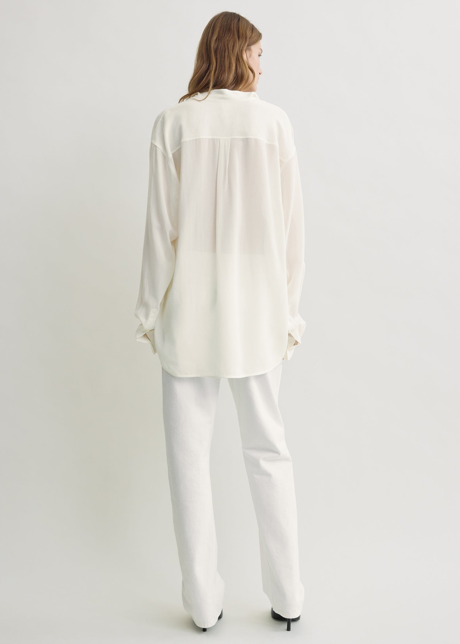 Overlapping collar blouse milk