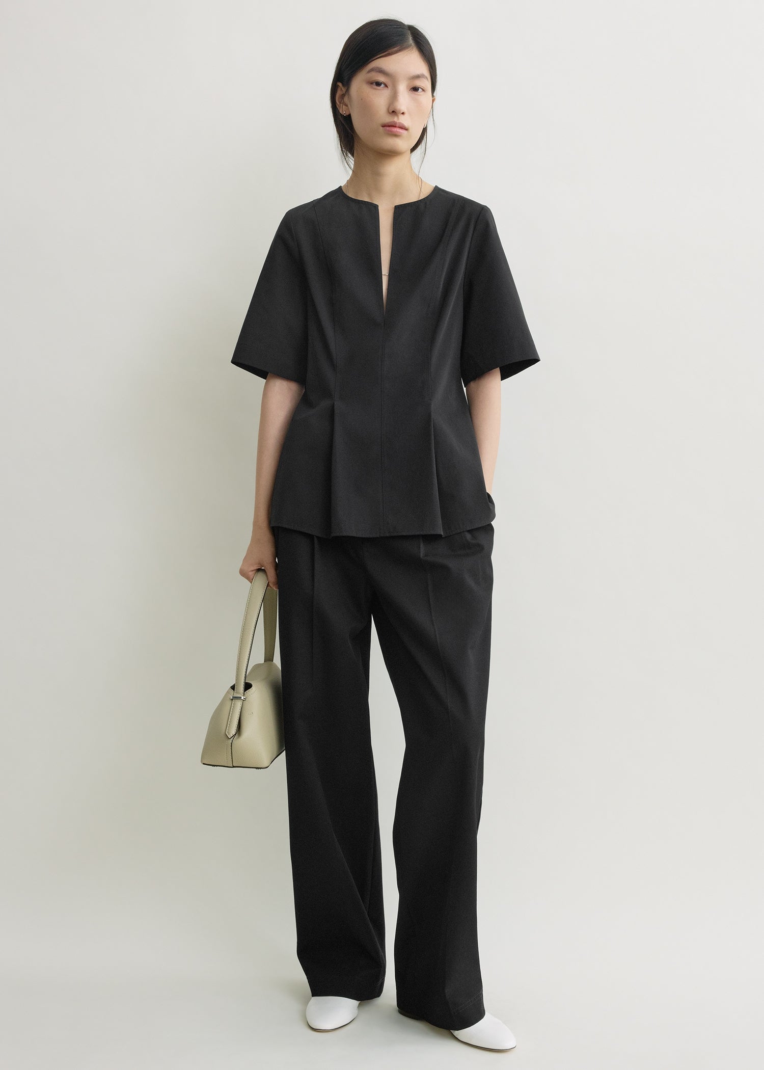 Tailored cotton top black
