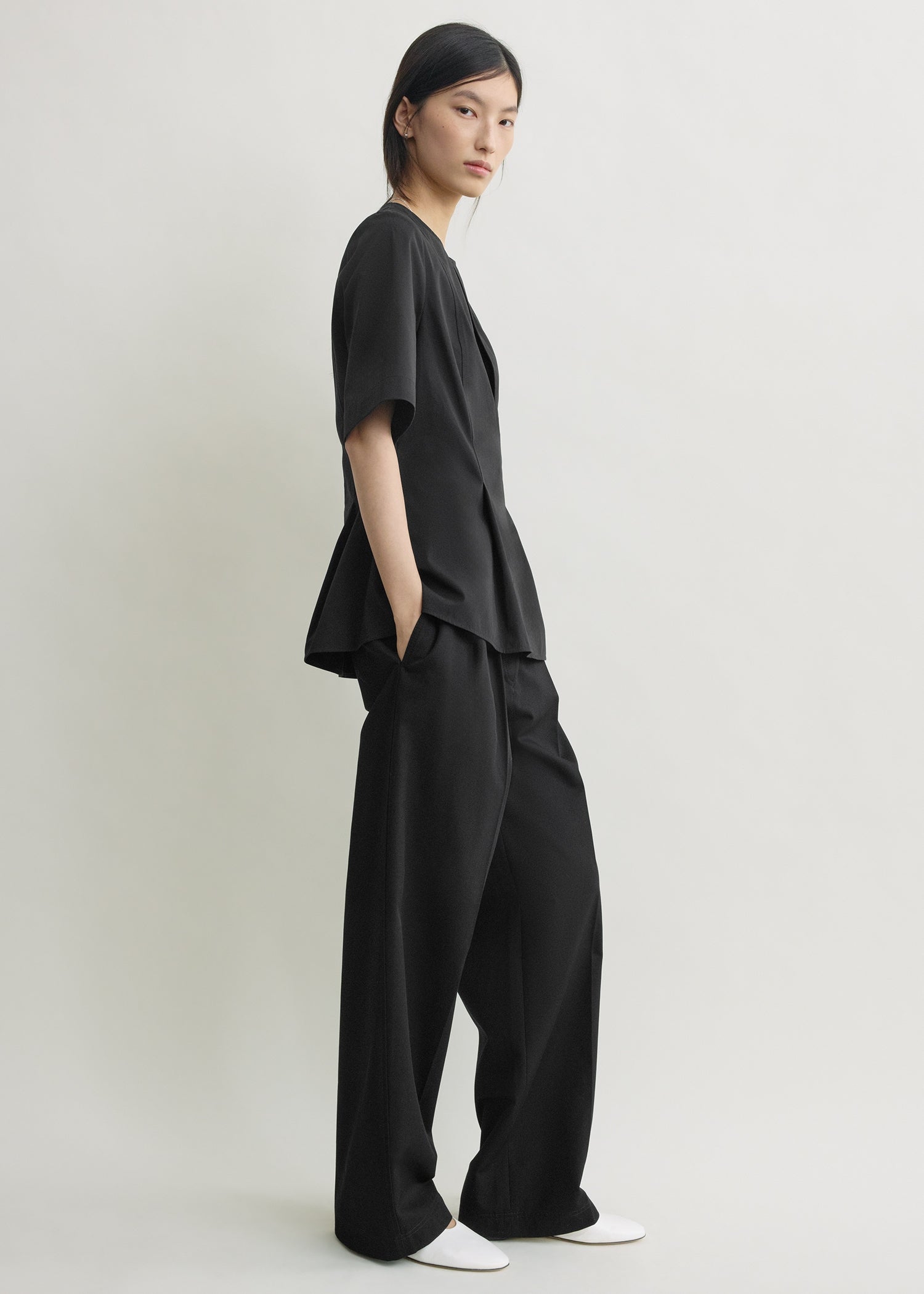 Tailored cotton top black