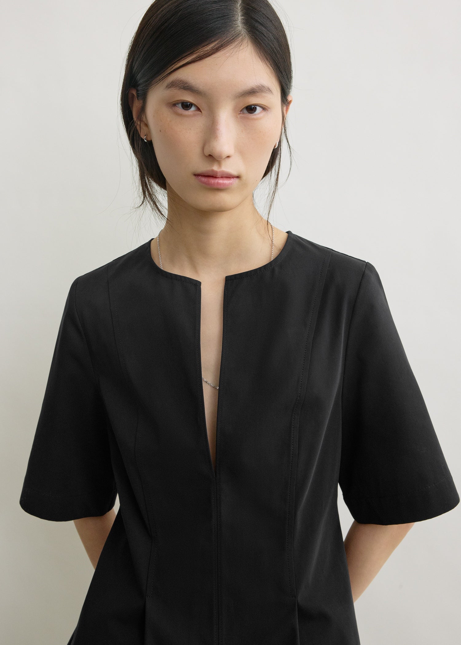 Tailored cotton top black