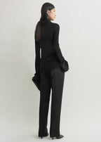 Frayed-edge slim top black