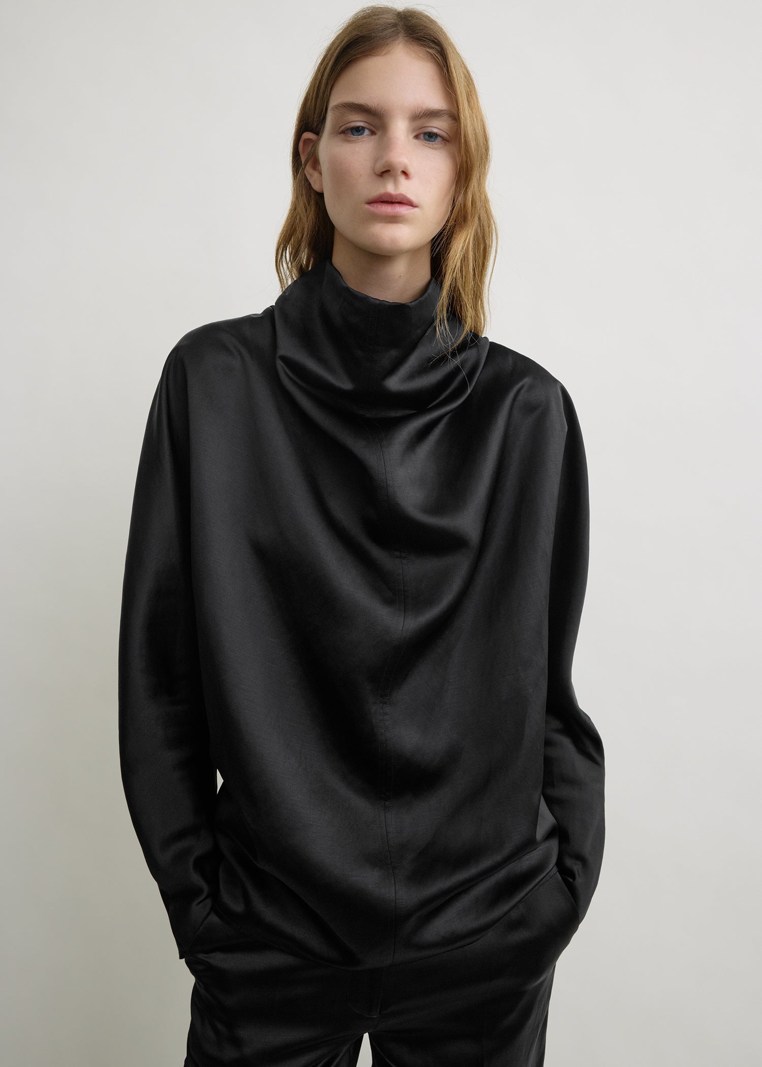 Cowl neck blouse black from Toteme - $720