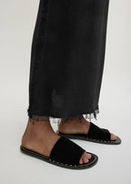 Studded velvet slides black