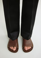 Studded leather slides sienna