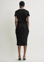 Crinkled linen skirt black