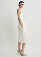 Crinkled linen skirt white