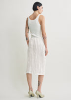 Crinkled linen skirt white