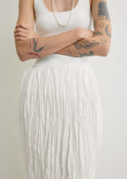 Crinkled linen skirt white