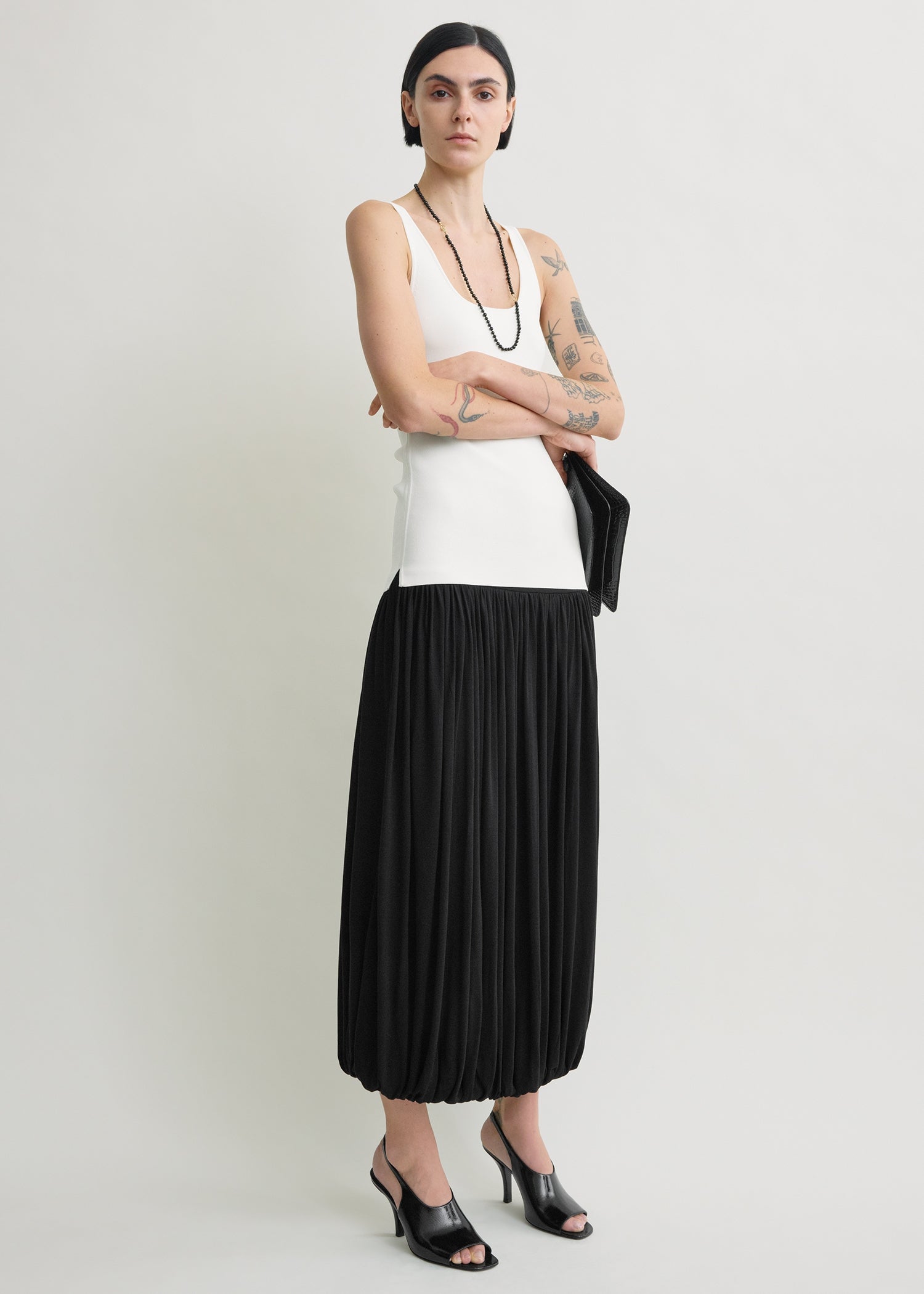 Soft gathered skirt black