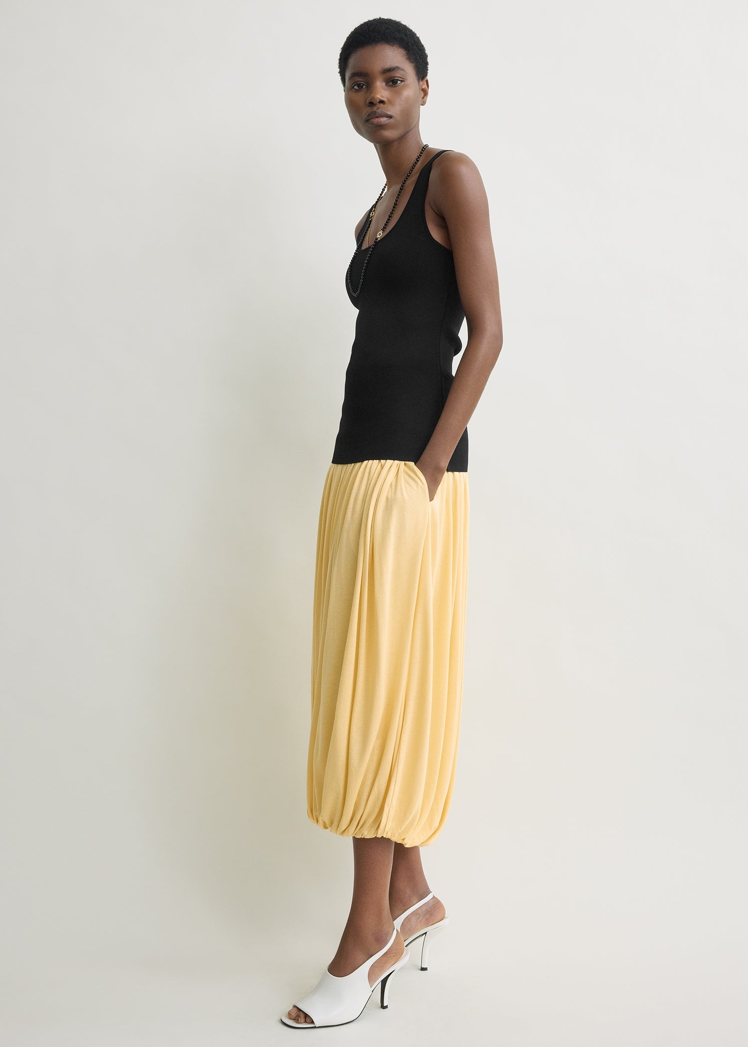 Soft gathered skirt champagne