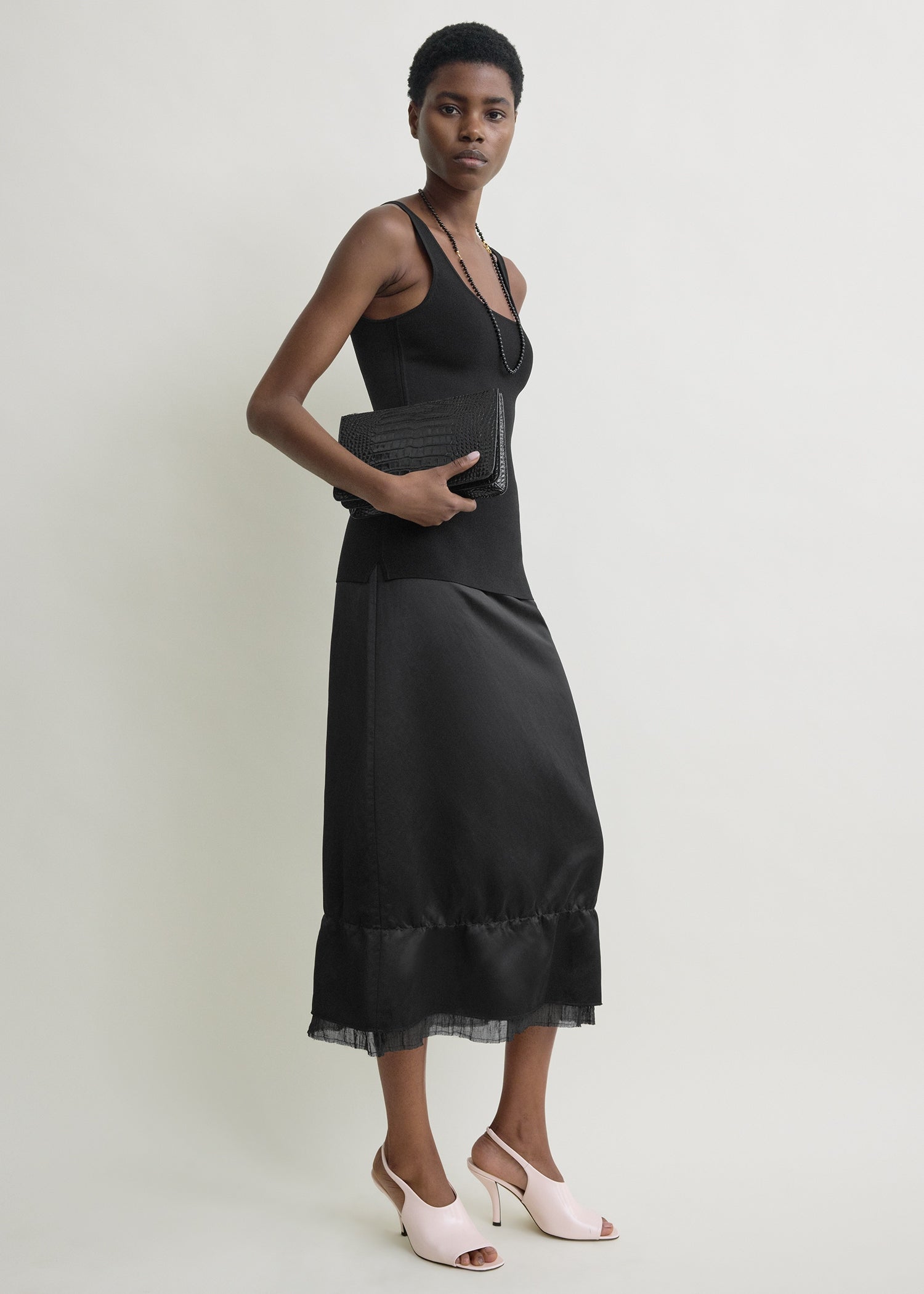 Layered satin skirt black – TOTEME
