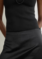 Layered satin skirt black