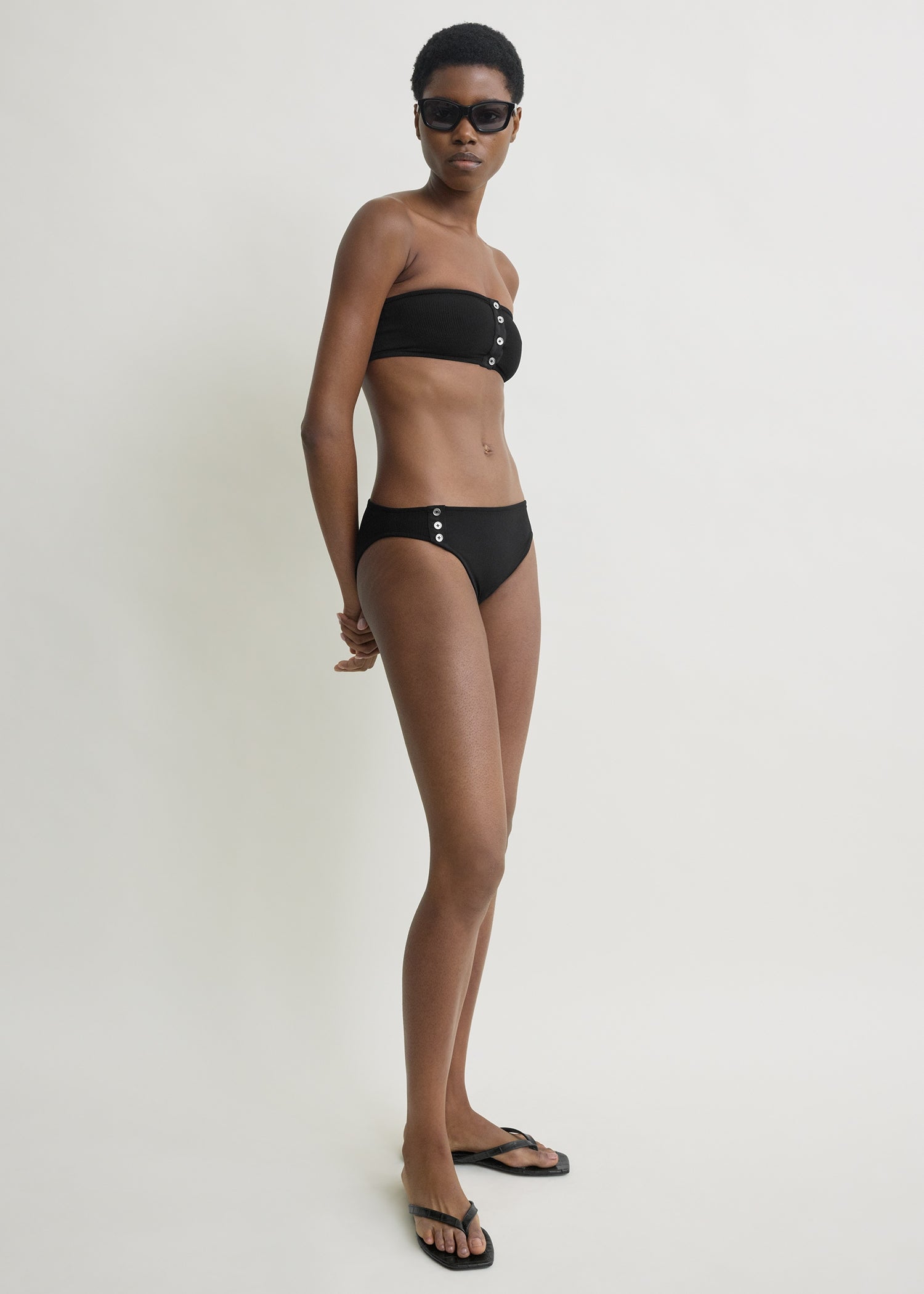 Ribbed bikini bottoms black