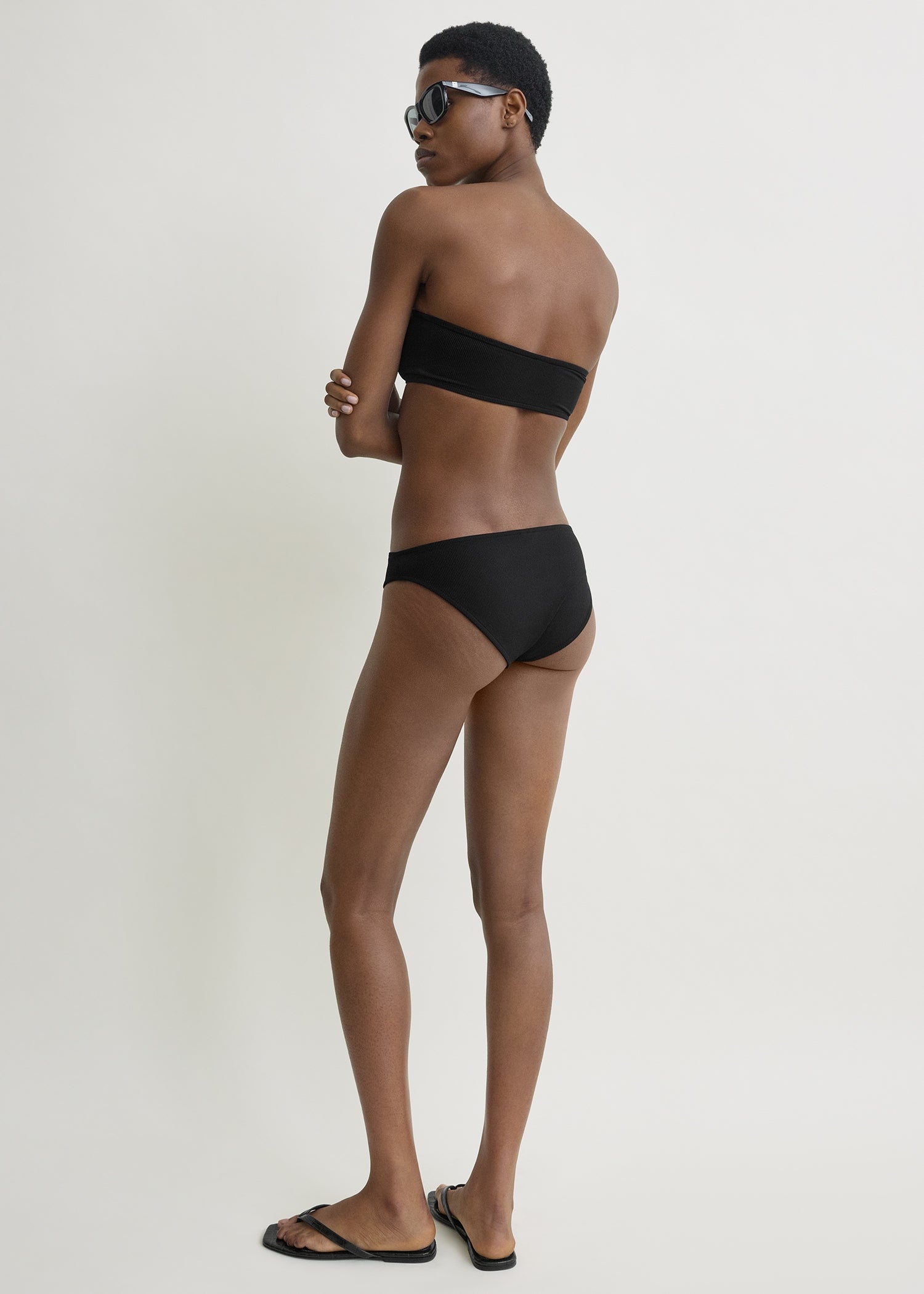 Ribbed bikini bottoms black