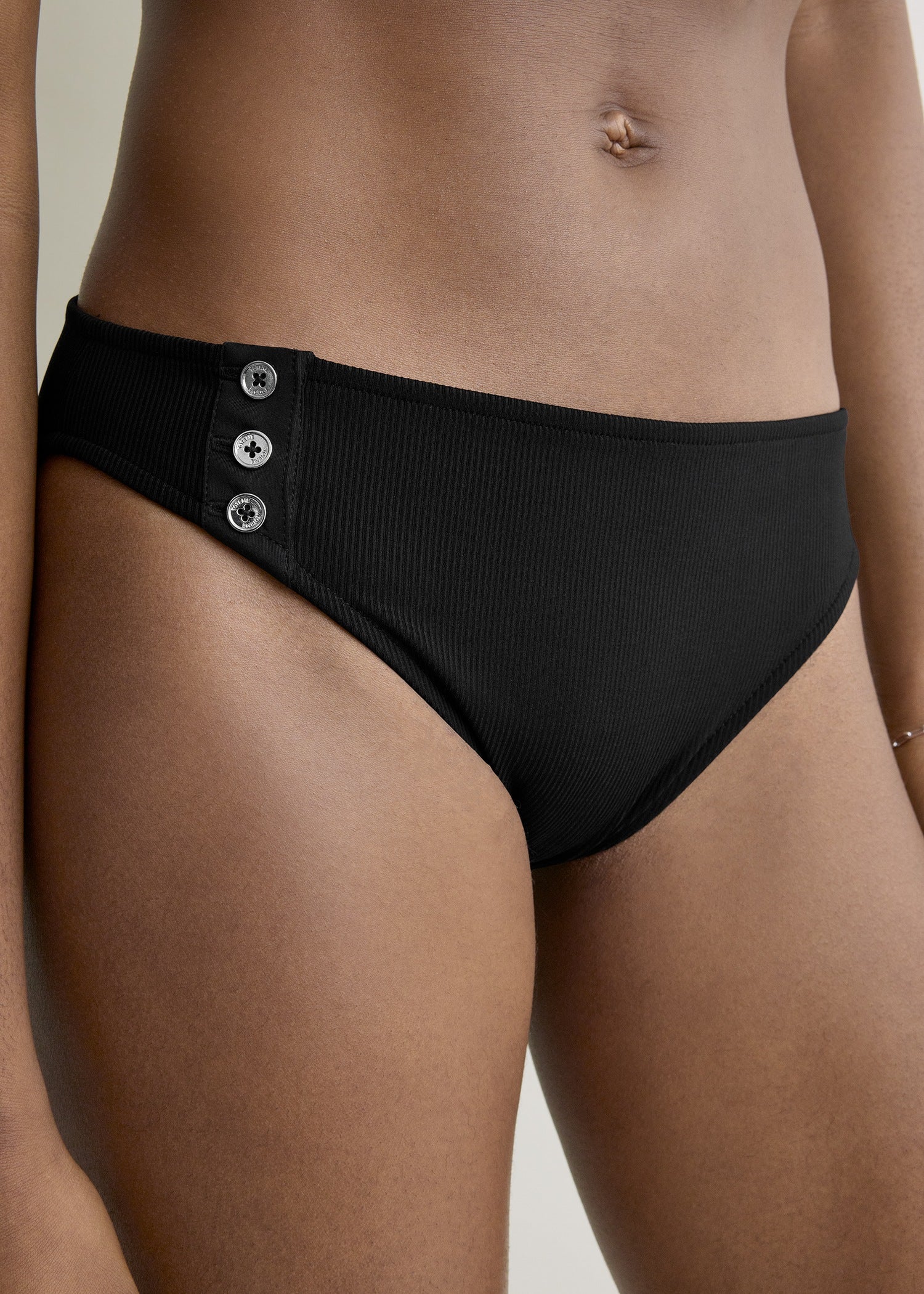 Ribbed bikini bottoms black