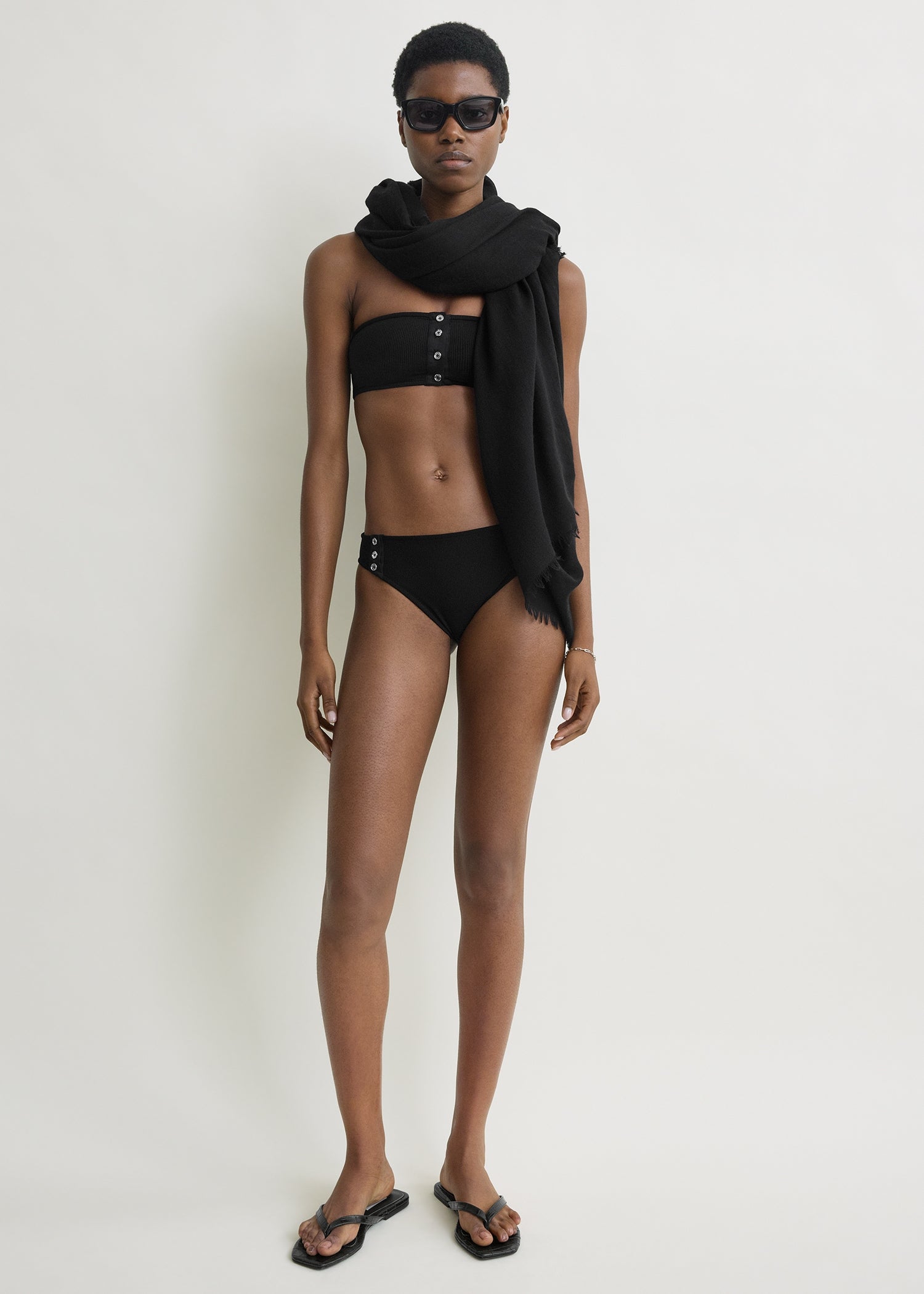 Ribbed bikini bottoms black