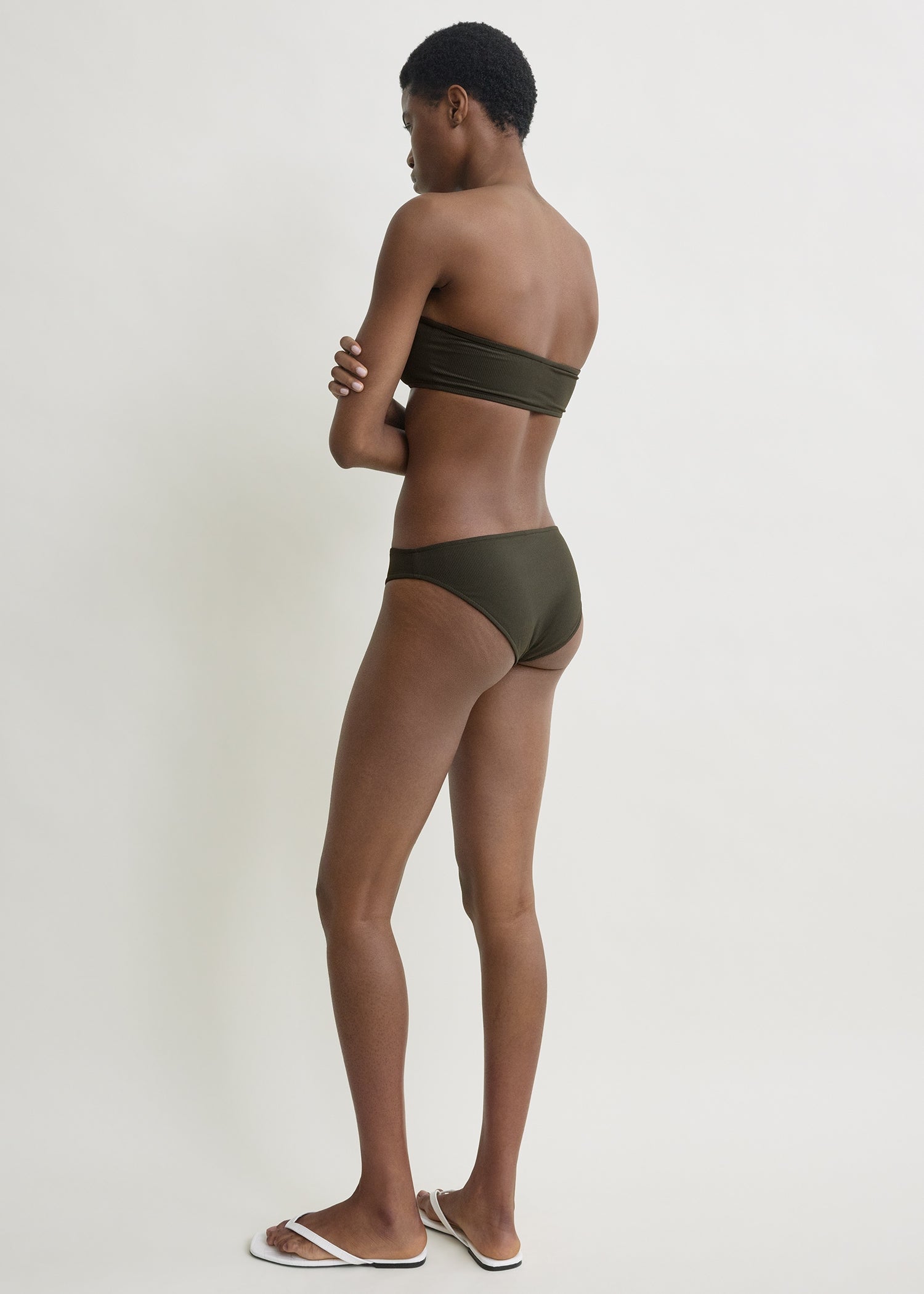 Ribbed bikini bottoms dark green