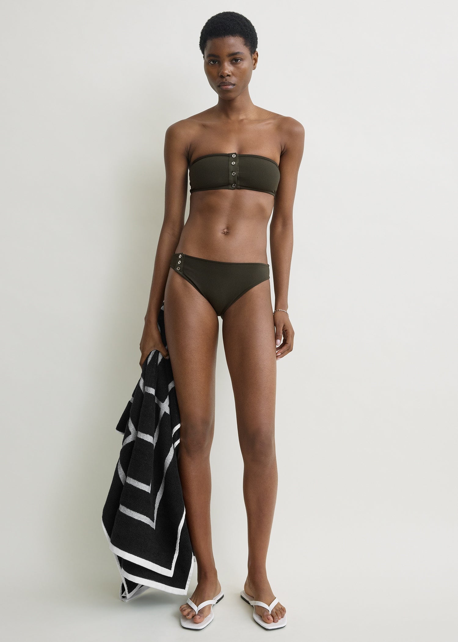 Ribbed bikini bottoms dark green