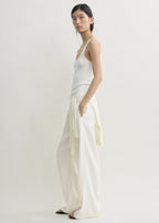 Woven stripe drawstring trousers meringue