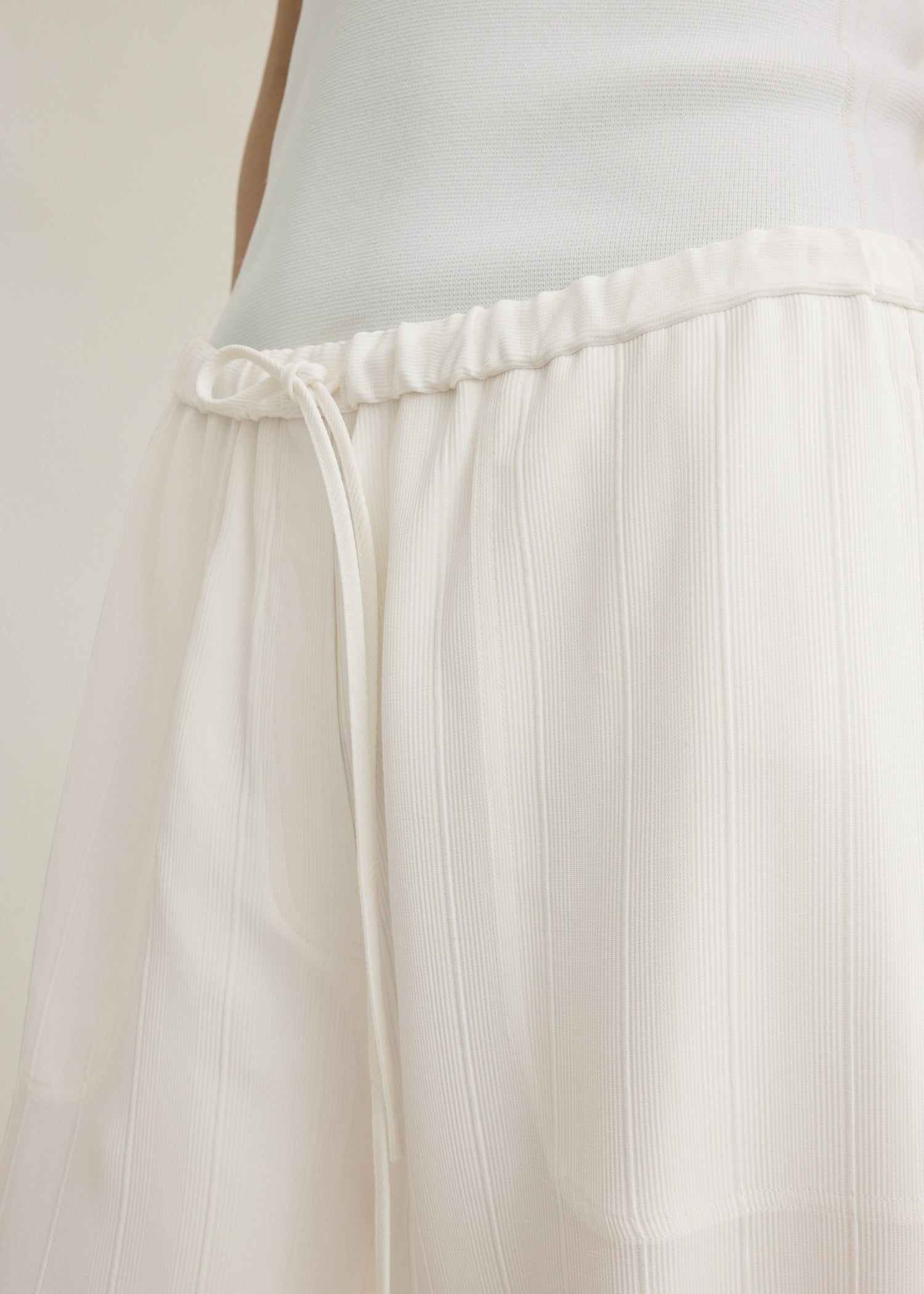 Woven stripe drawstring trousers meringue