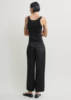 Satin drawstring trousers black