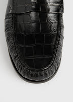 Moccasin croco-embossed loafers black