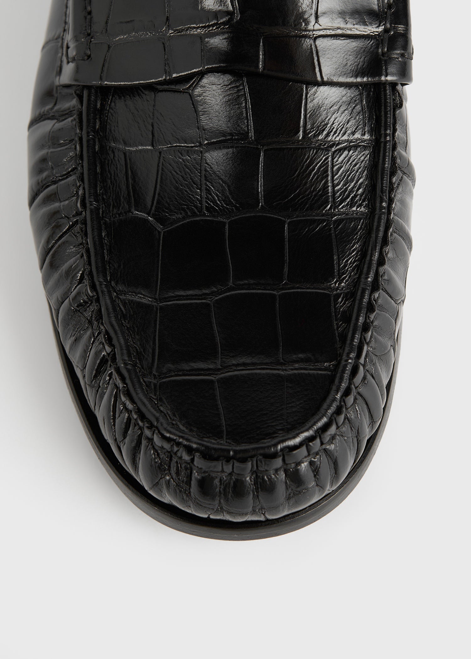 Moccasin croco-embossed loafers black