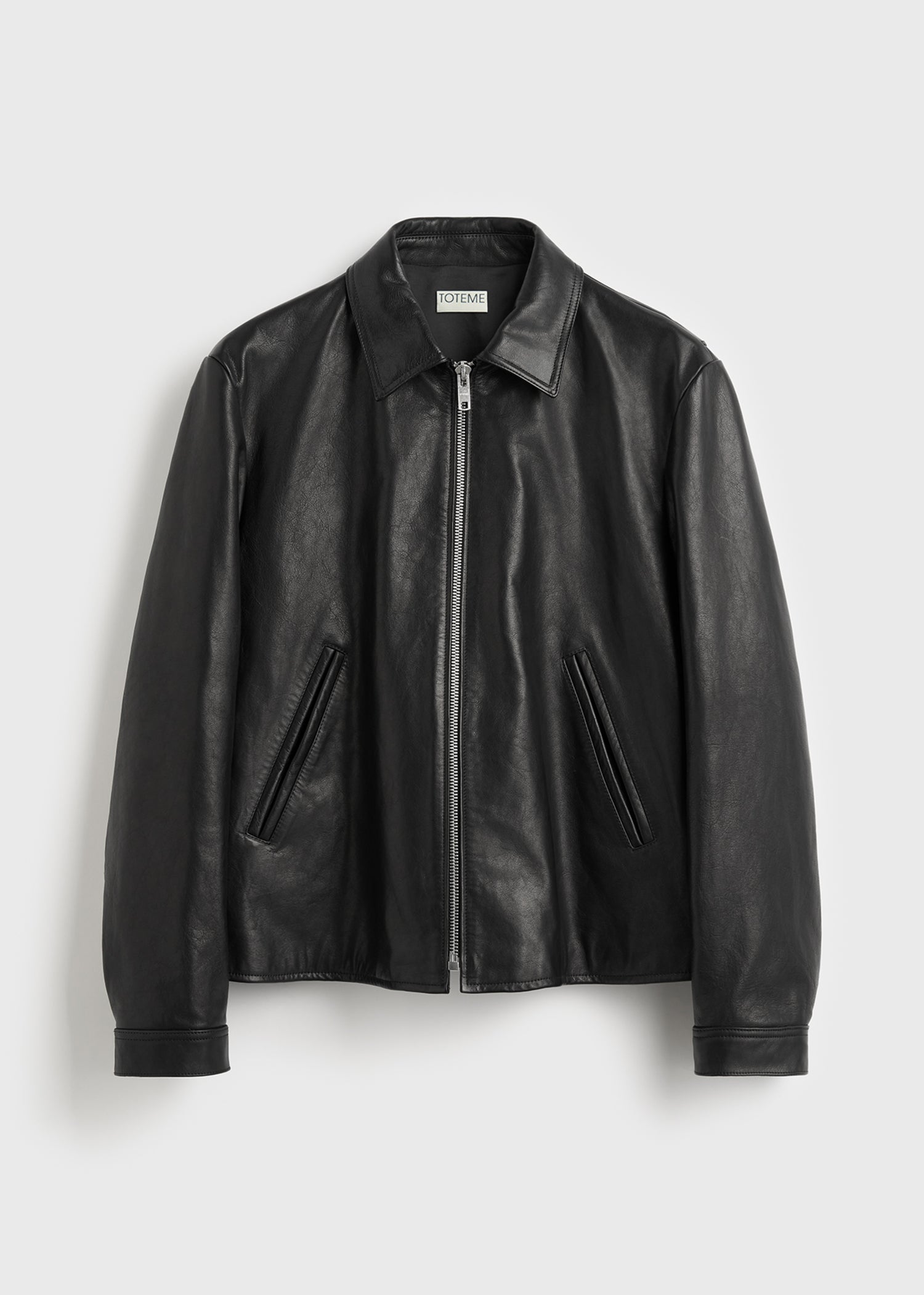 Zip leather jacket black