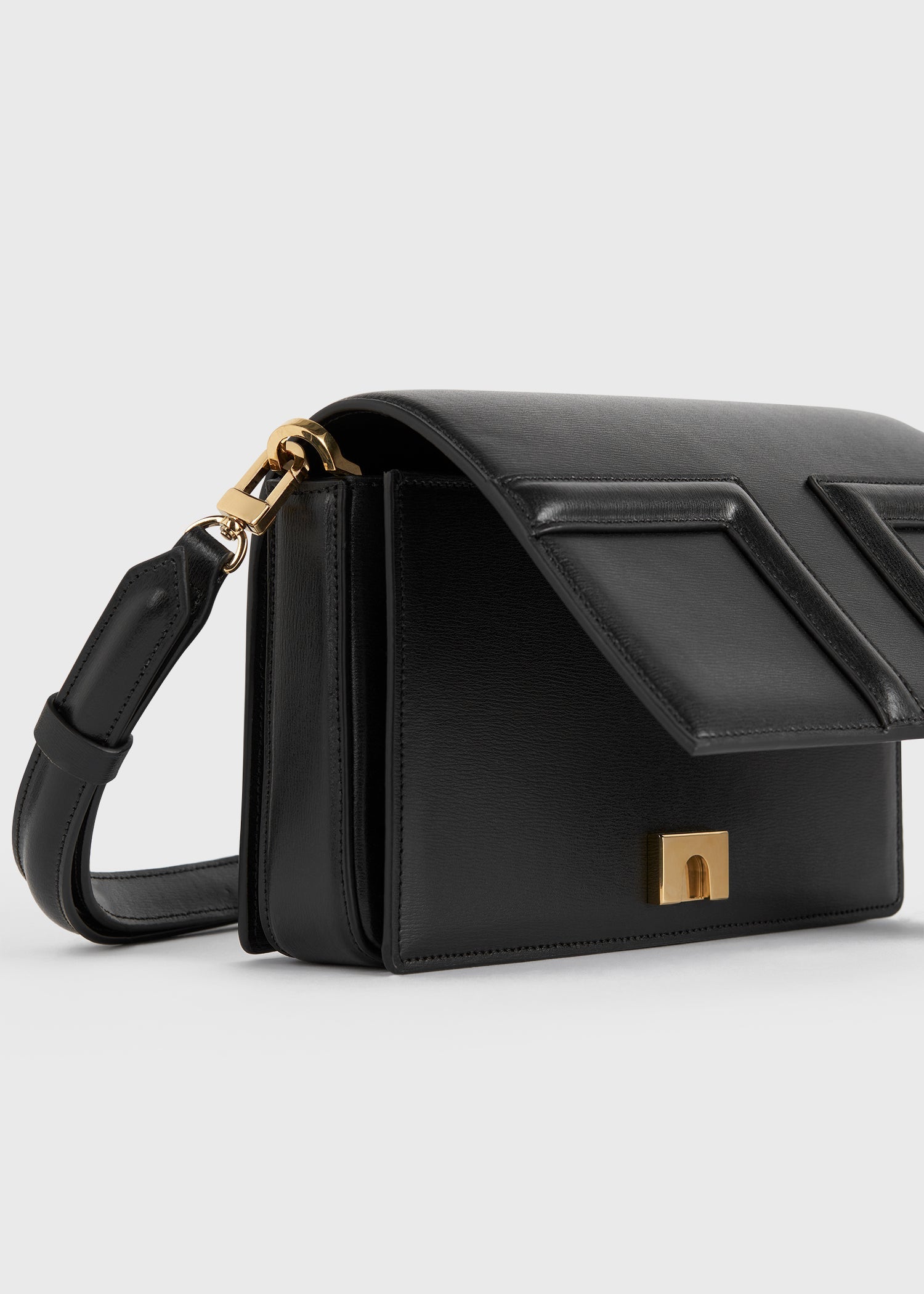 Mini T-flap leather bag black