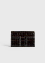 Mini T-flap croco-embossed bag dark brown