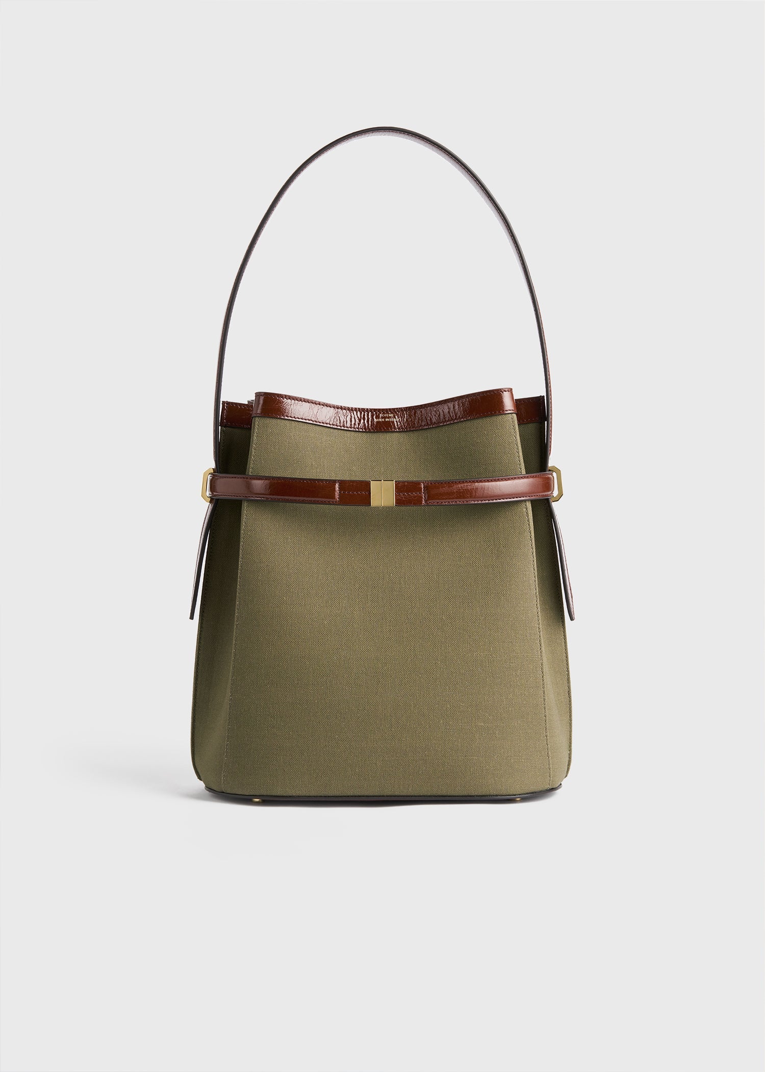 Belted canvas bucket bag khaki green – TOTEME - Main Image