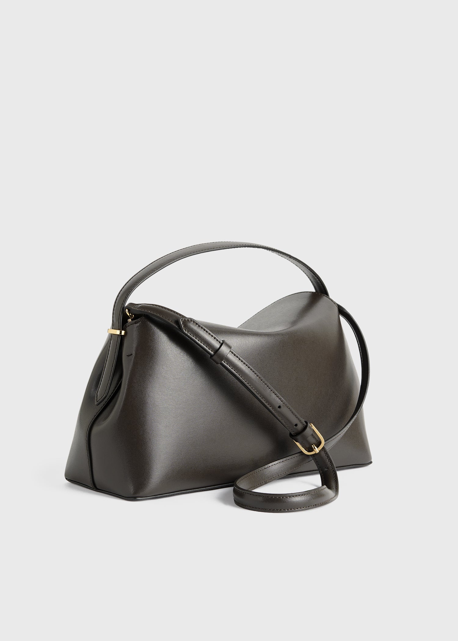 T-lock leather top handle bark