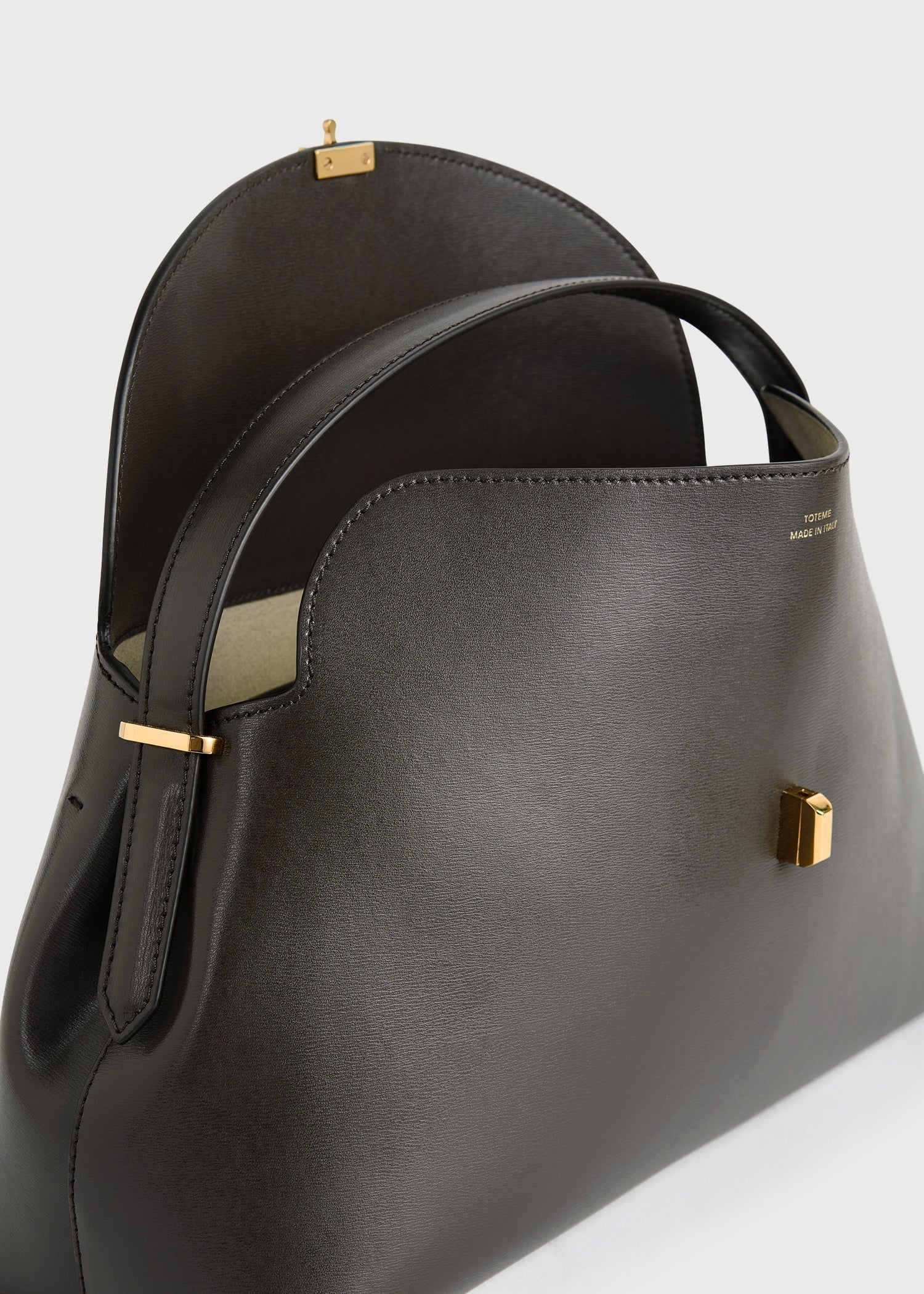 T-lock leather top handle bark