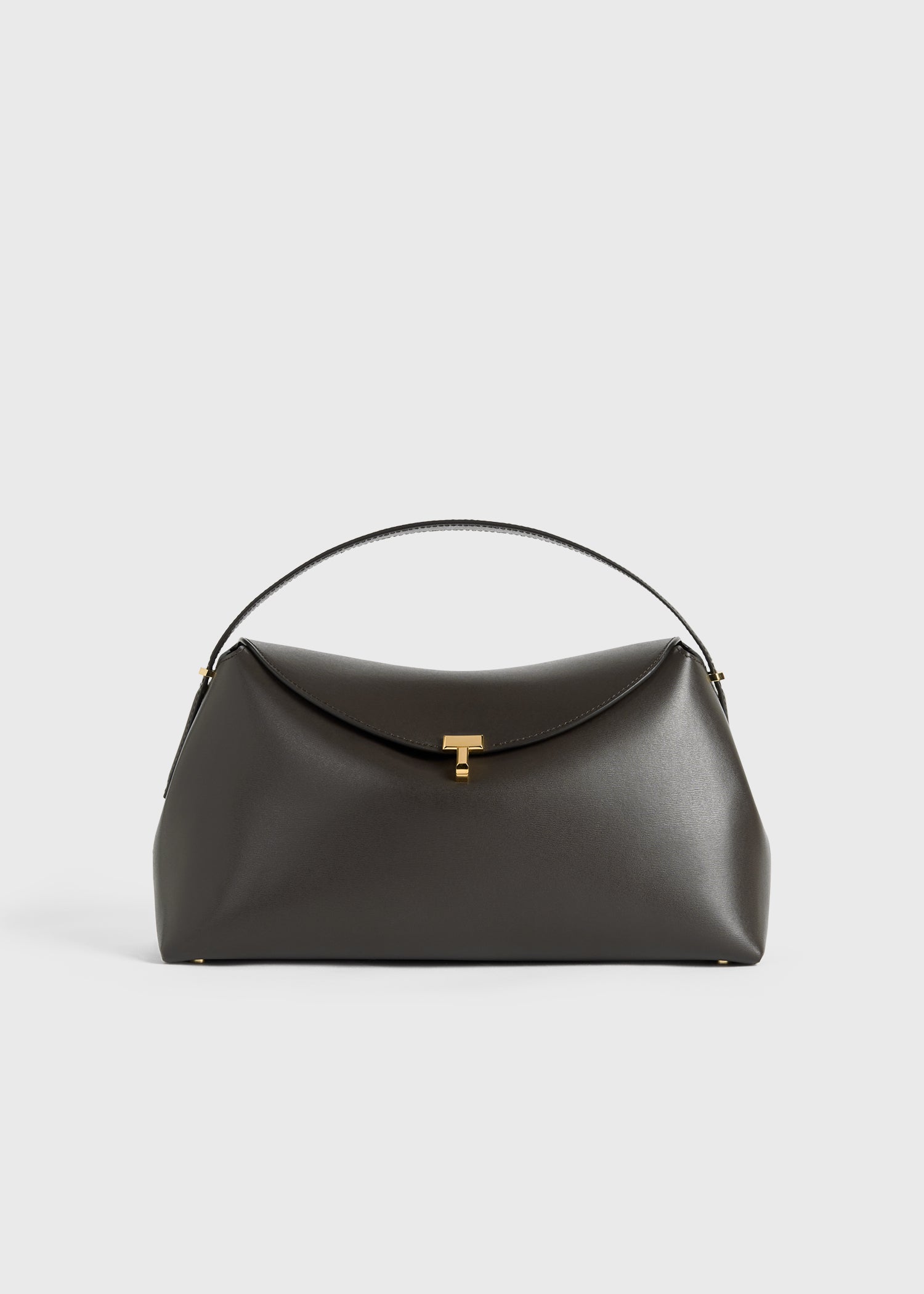 T-lock leather top handle bark
