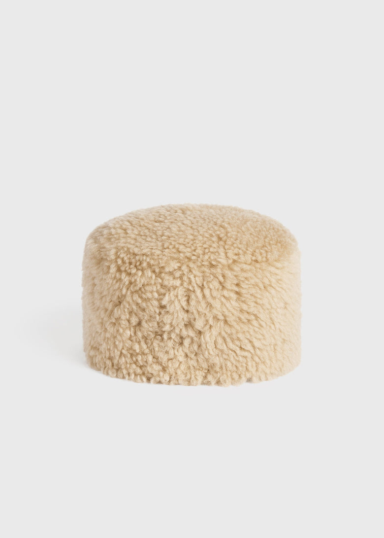 Shearling pillbox hat butter