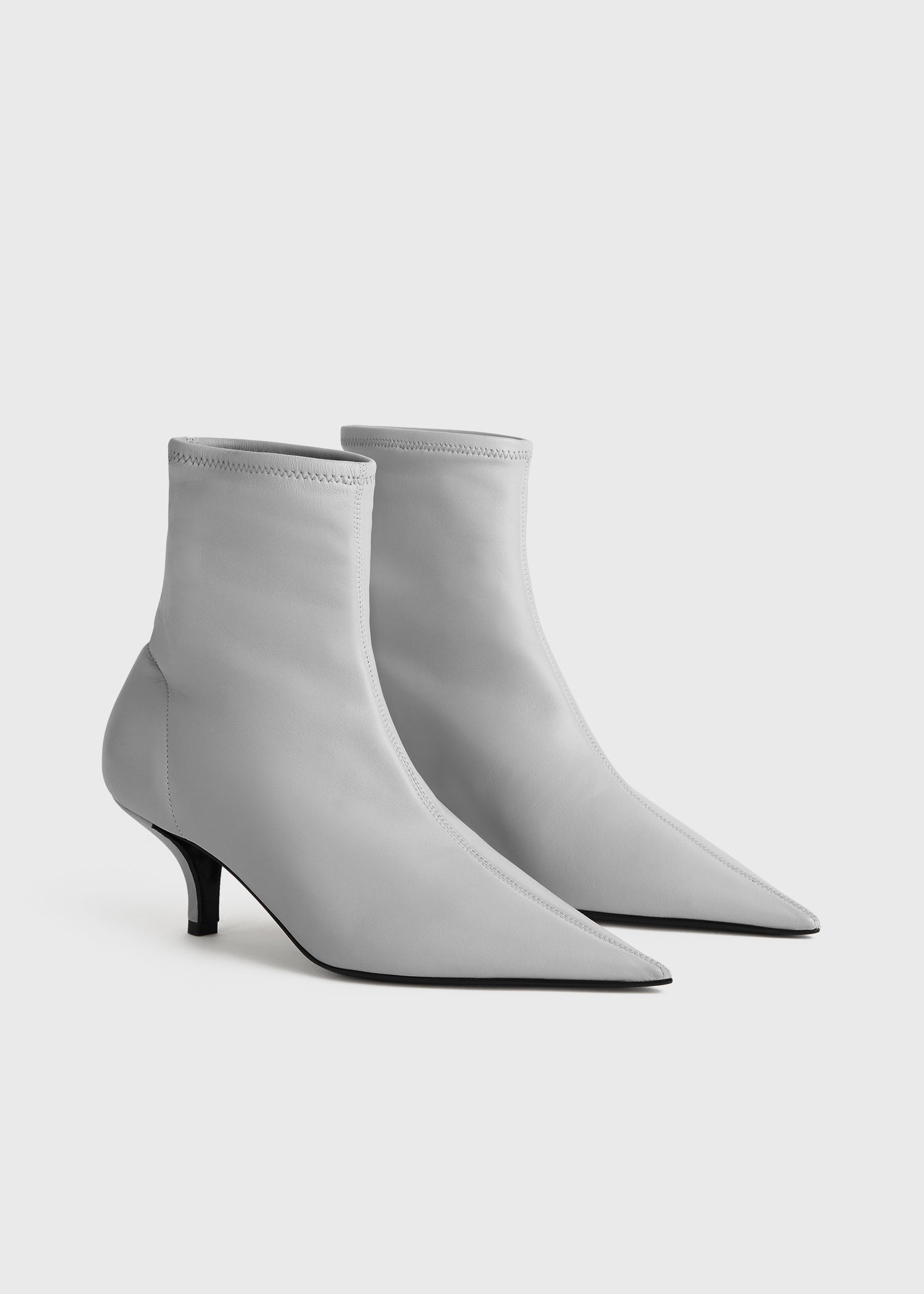 Nappa heeled sock boots light grey