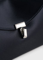 Mini T-lock satin clutch navy