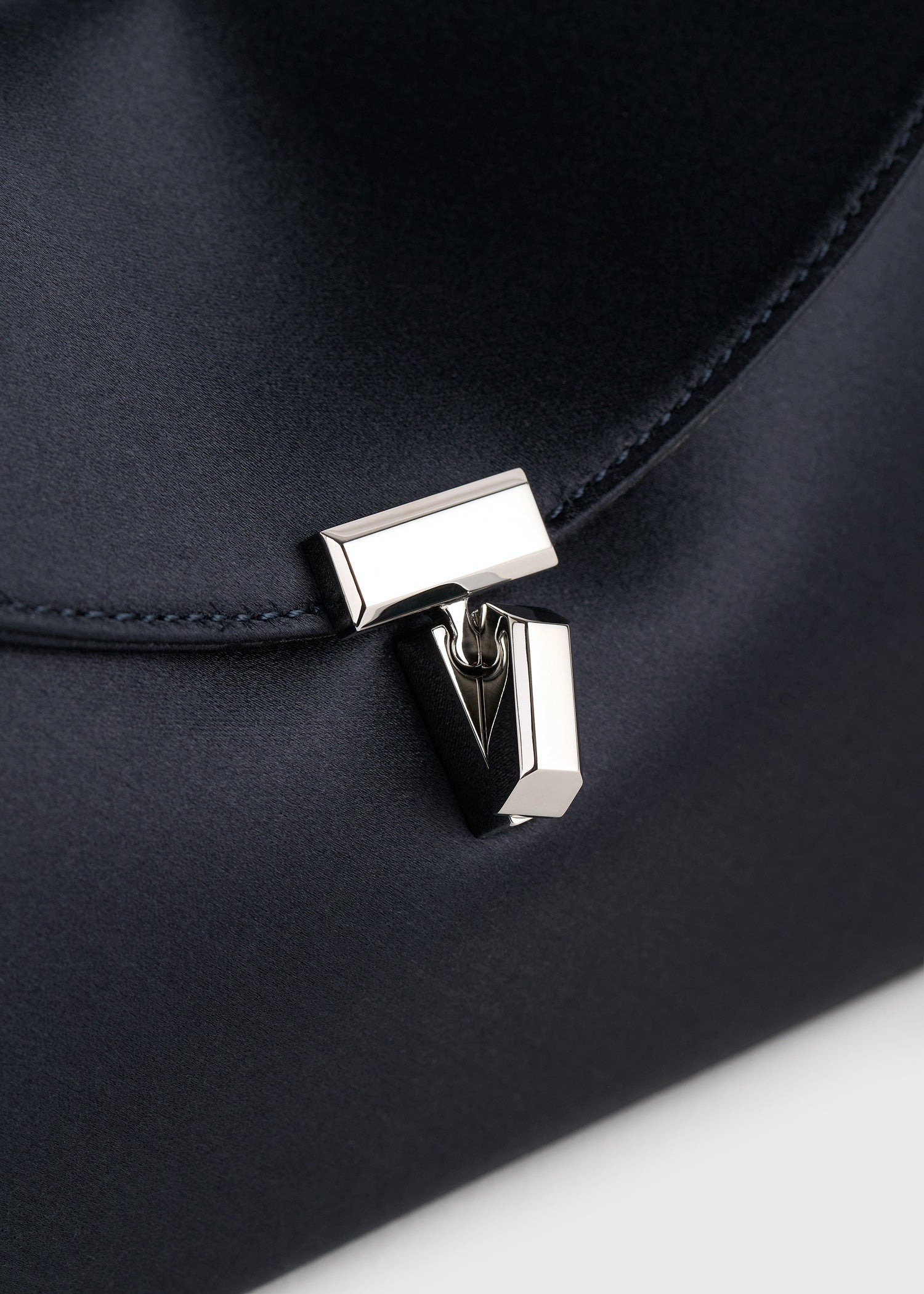 Mini T-lock satin clutch navy