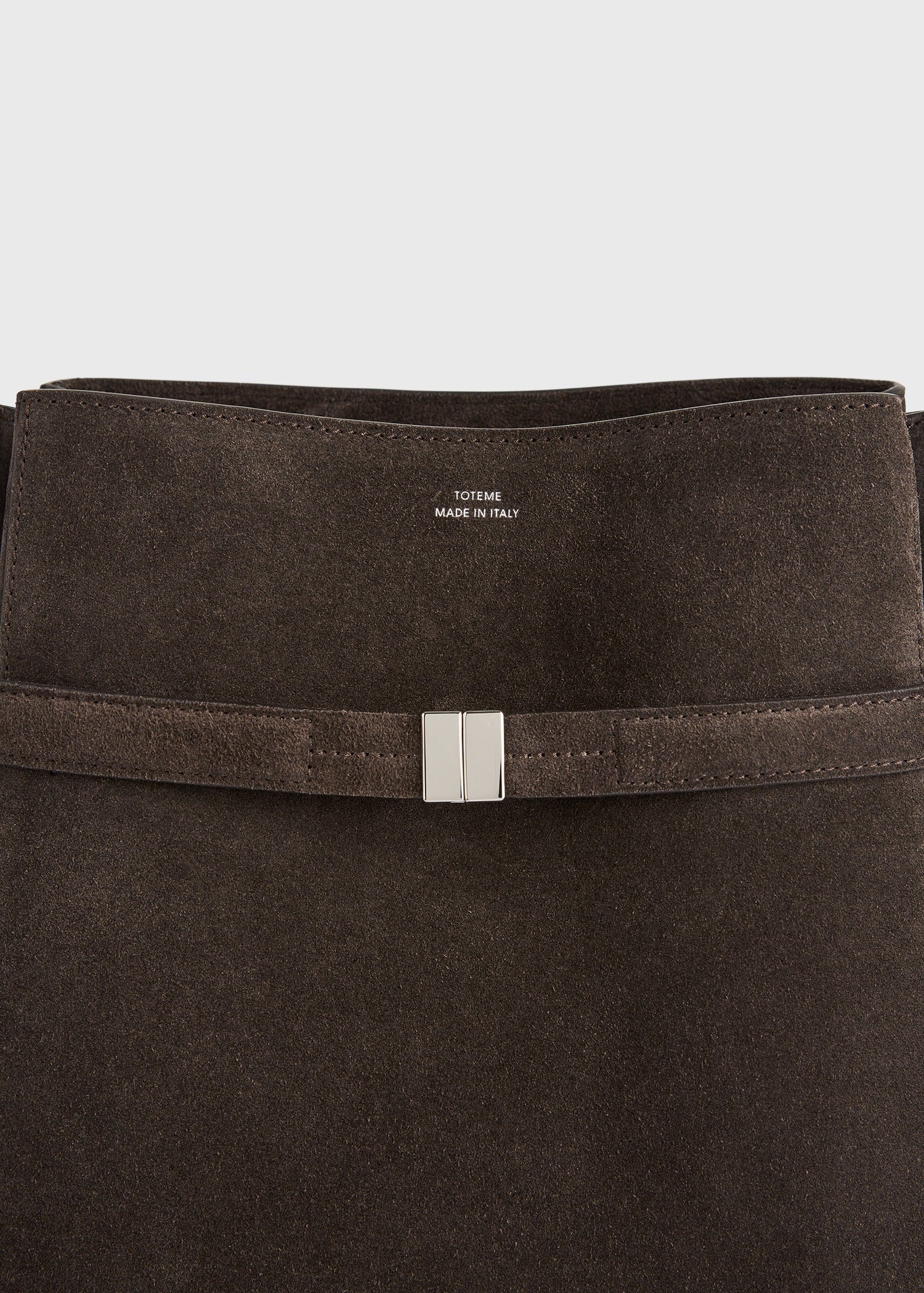 Belted suede bucket bag brown