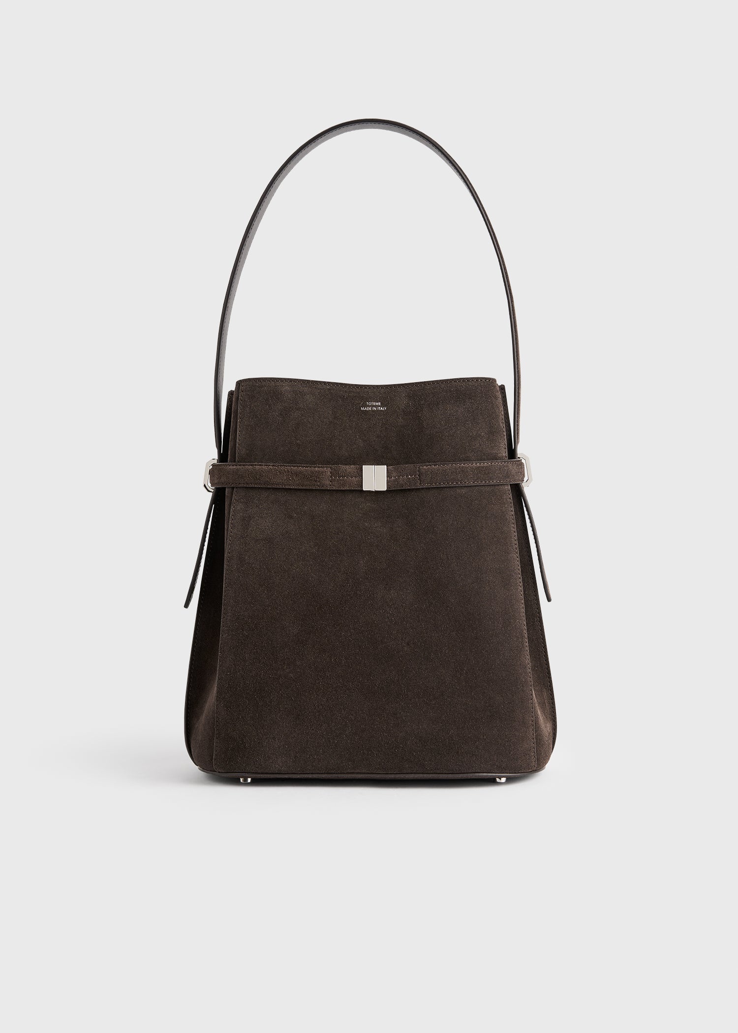 Belted suede bucket bag brown – TOTEME