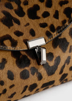 Mini T-lock pony hair clutch leopard
