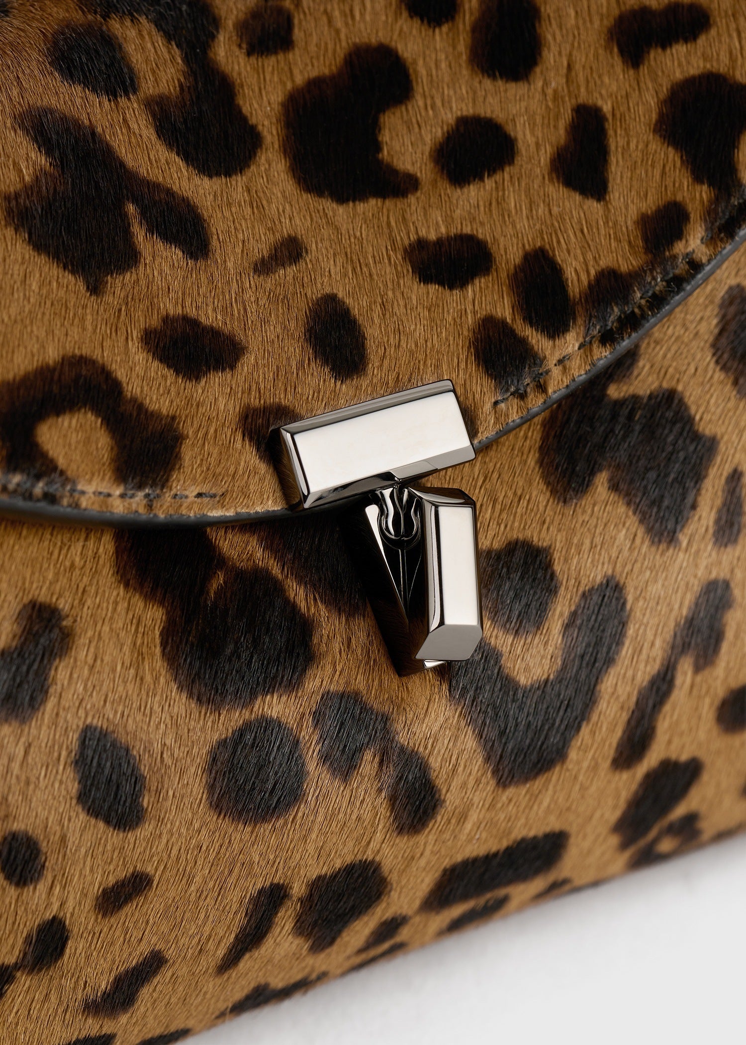 Mini T-lock pony hair clutch leopard