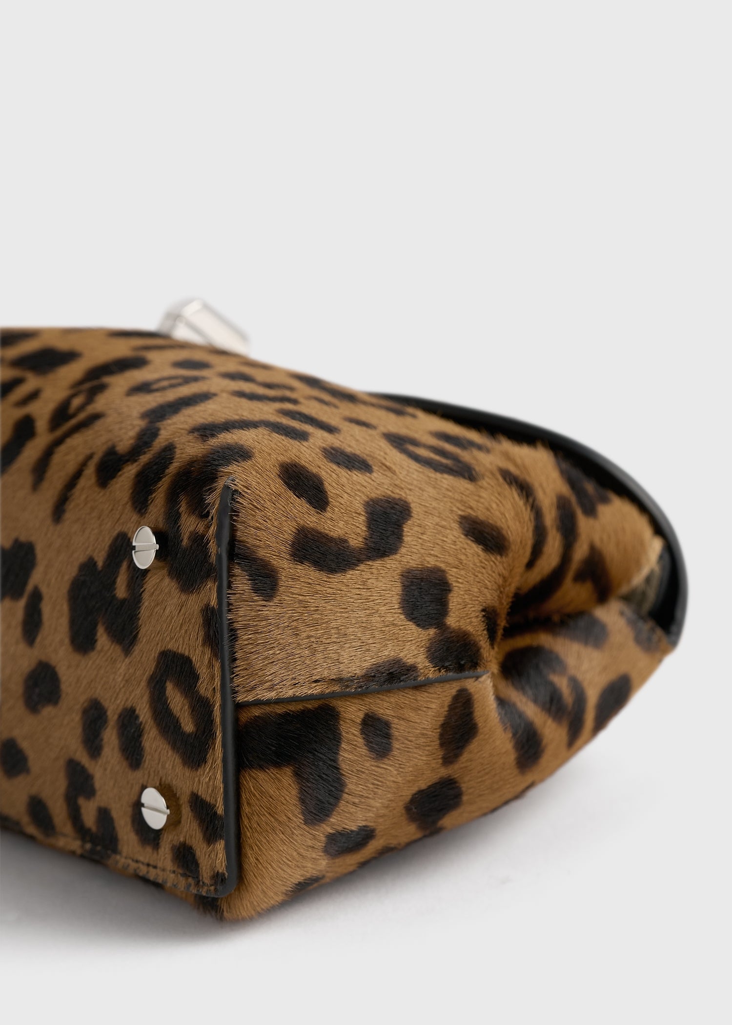 Mini T-lock pony hair clutch leopard