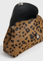 Mini T-lock pony hair clutch leopard